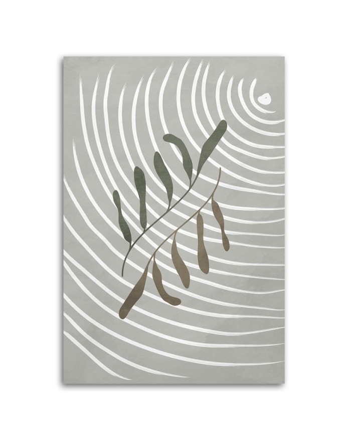 Modern wall painting - Lines and twigs in grey