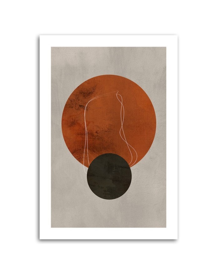 Printed image for living room - Circles and lines in boho style