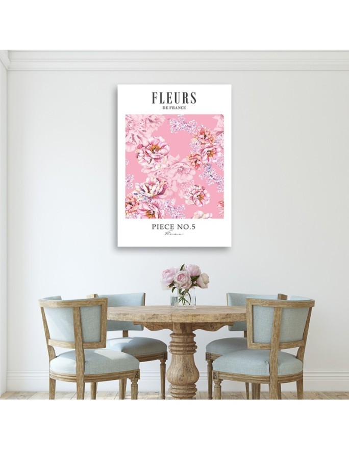 Living room painting - Shabby Chic pink peony flowers