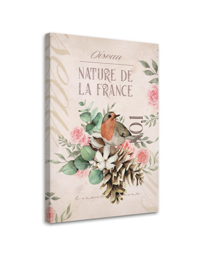 Printed painting for the wall - Shabby chic bird flower