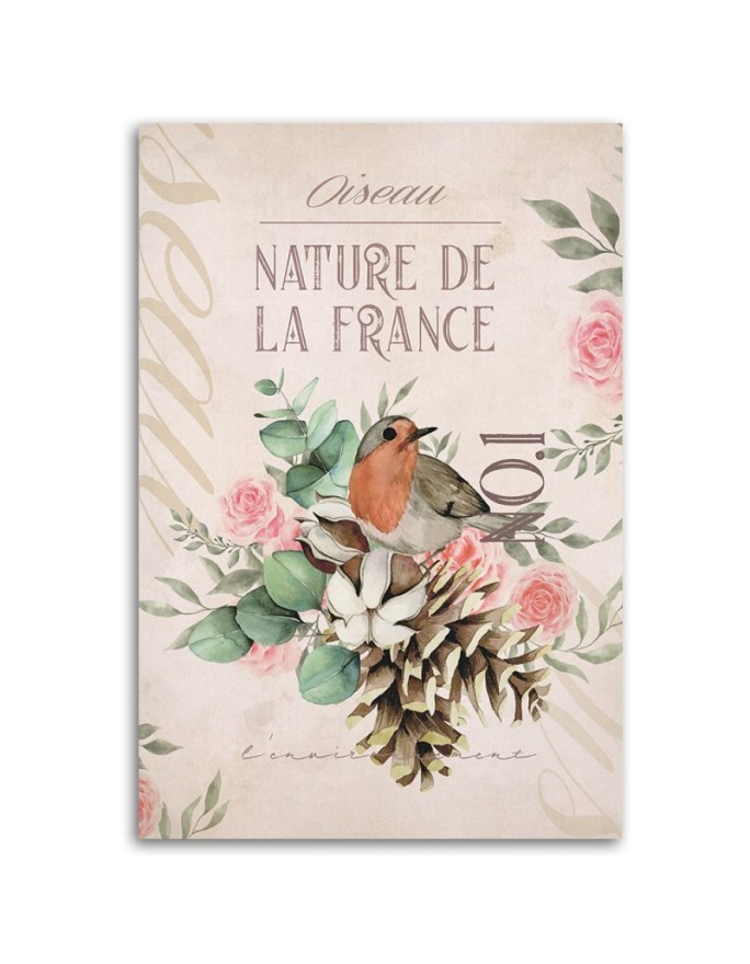 Printed painting for the wall - Shabby chic bird flower