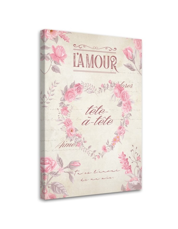 Decorative paintings for wall - Heart Flowers Shabby Chic