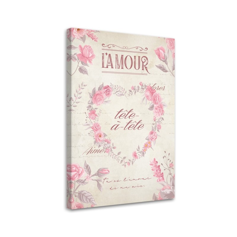 Decorative paintings for wall - Heart Flowers Shabby Chic