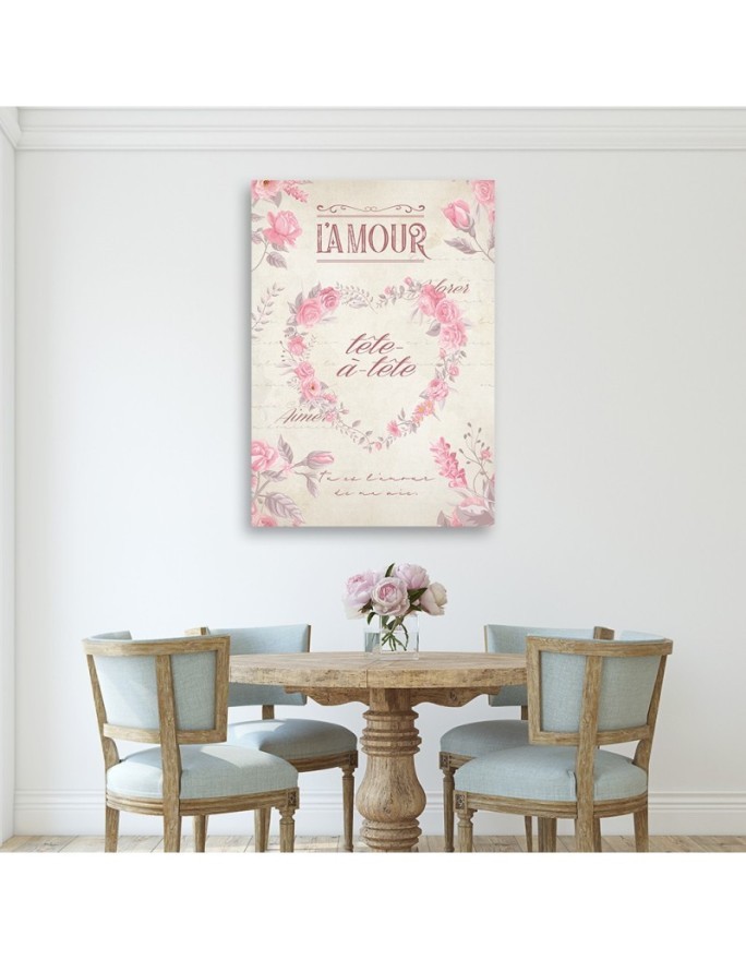 Decorative paintings for wall - Heart Flowers Shabby Chic