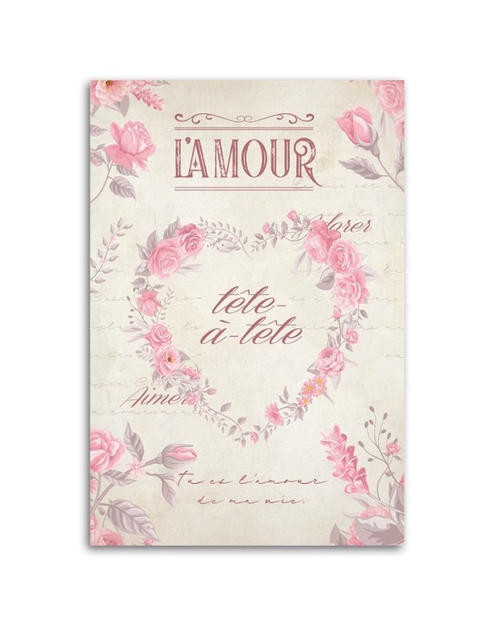 Decorative paintings for wall - Heart Flowers Shabby Chic