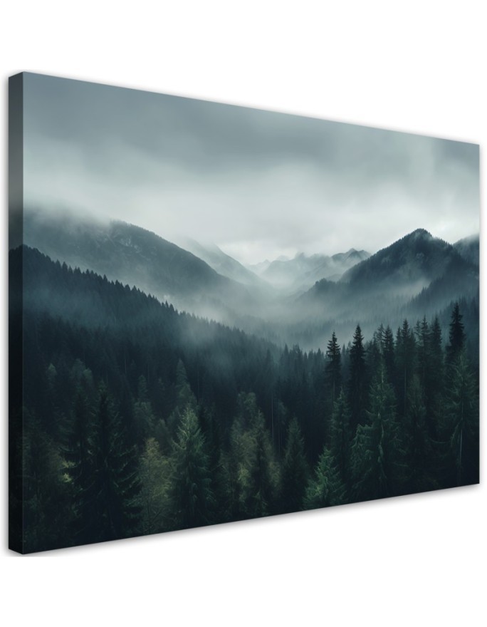 Living room wall painting - Forest in the mist