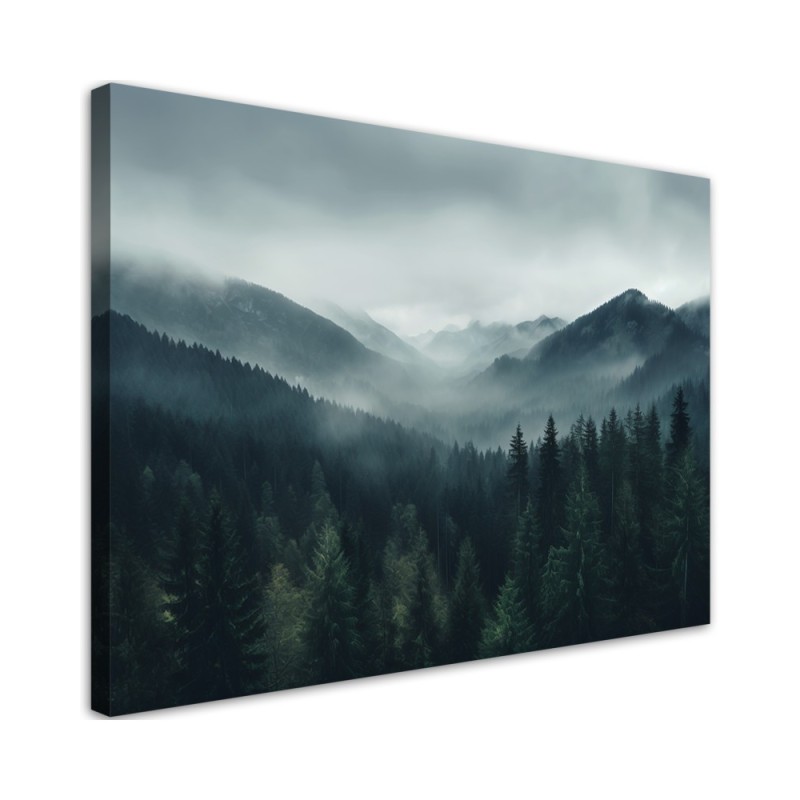 Living room wall painting - Forest in the mist