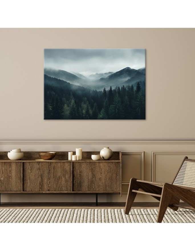 Living room wall painting - Forest in the mist