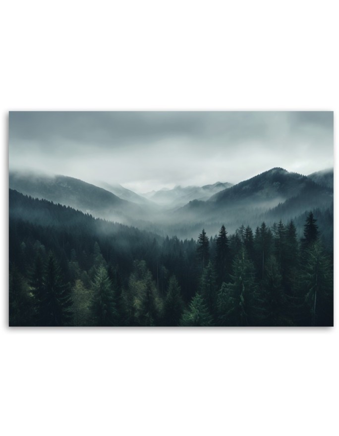 Living room wall painting - Forest in the mist