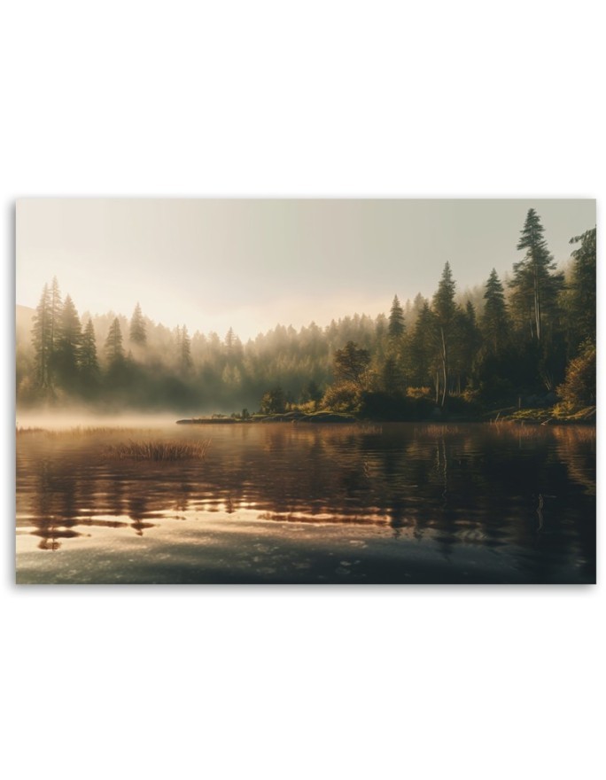 Modern canvas prints for living room for wall - Fog on the lake