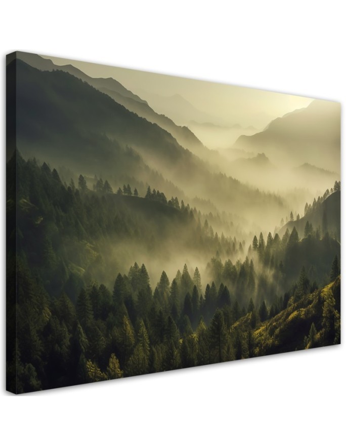 Decorative painting for canvas - Forest in fog landscape