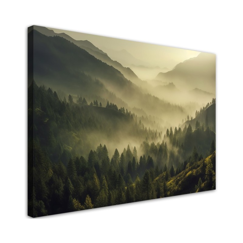 Decorative painting for canvas - Forest in fog landscape