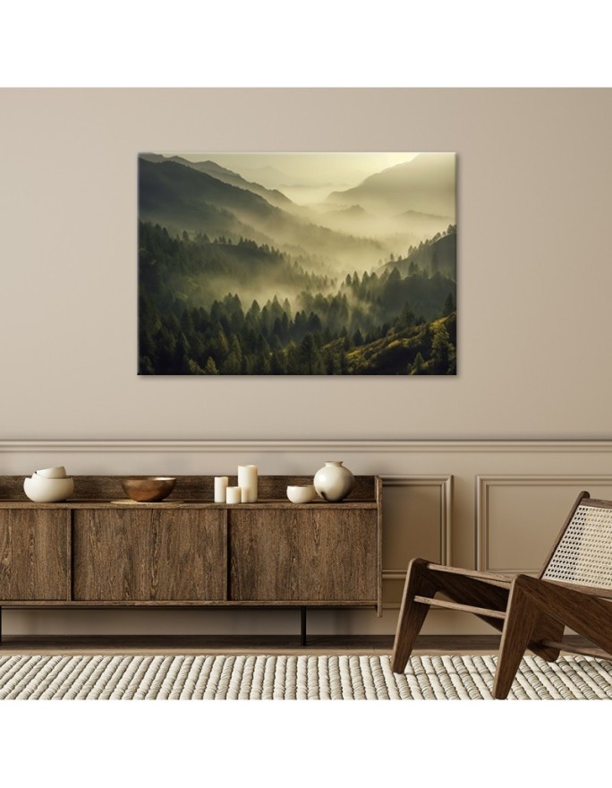 Decorative painting for canvas - Forest in fog landscape