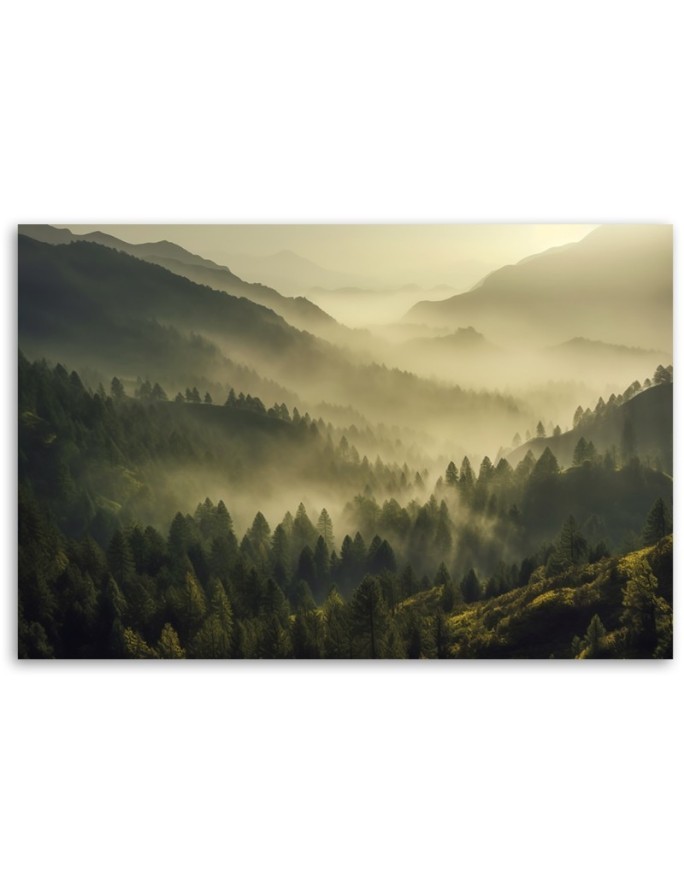Decorative painting for canvas - Forest in fog landscape