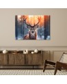 Wall painting for living room - Deer on the background of sunset