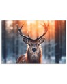 Wall painting for living room - Deer on the background of sunset
