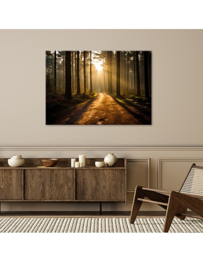 Wall painting for living room - Forest nature sunrise