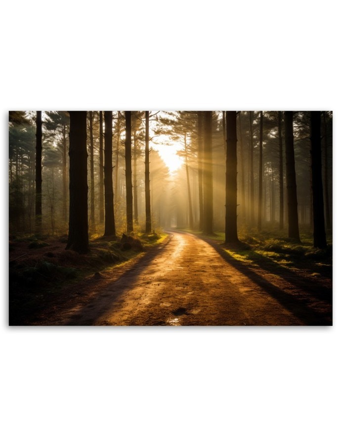 Wall painting for living room - Forest nature sunrise