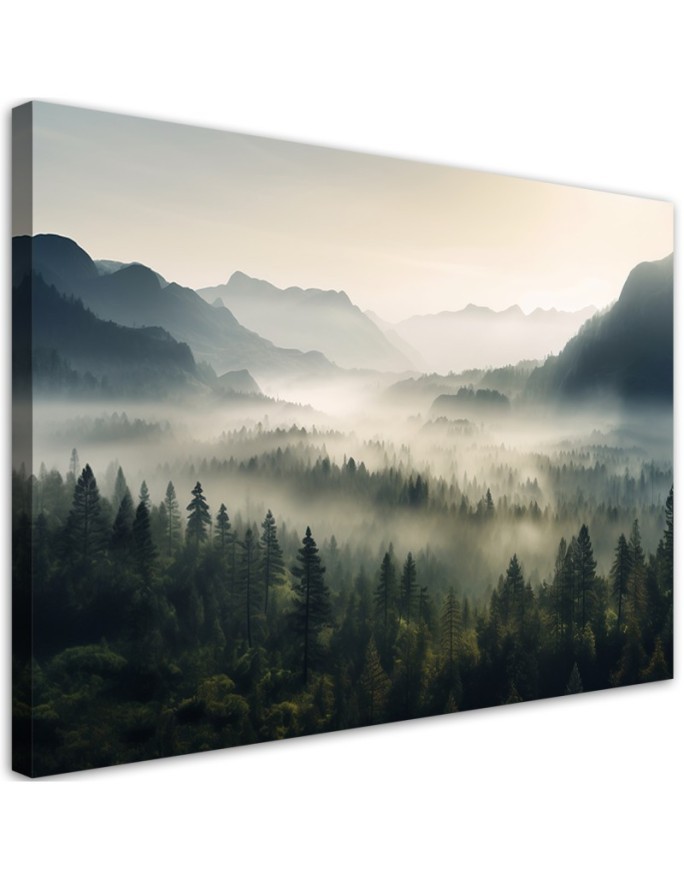 Decorative painting for wall - Mountain landscape in fog