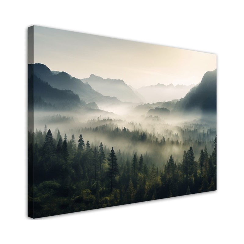 Decorative painting for wall - Mountain landscape in fog