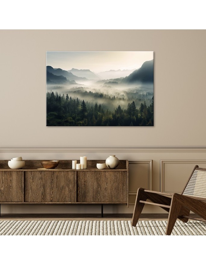 Decorative painting for wall - Mountain landscape in fog