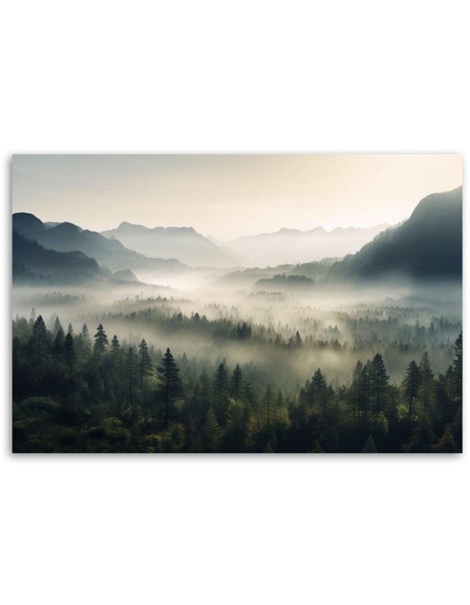 Decorative painting for wall - Mountain landscape in fog