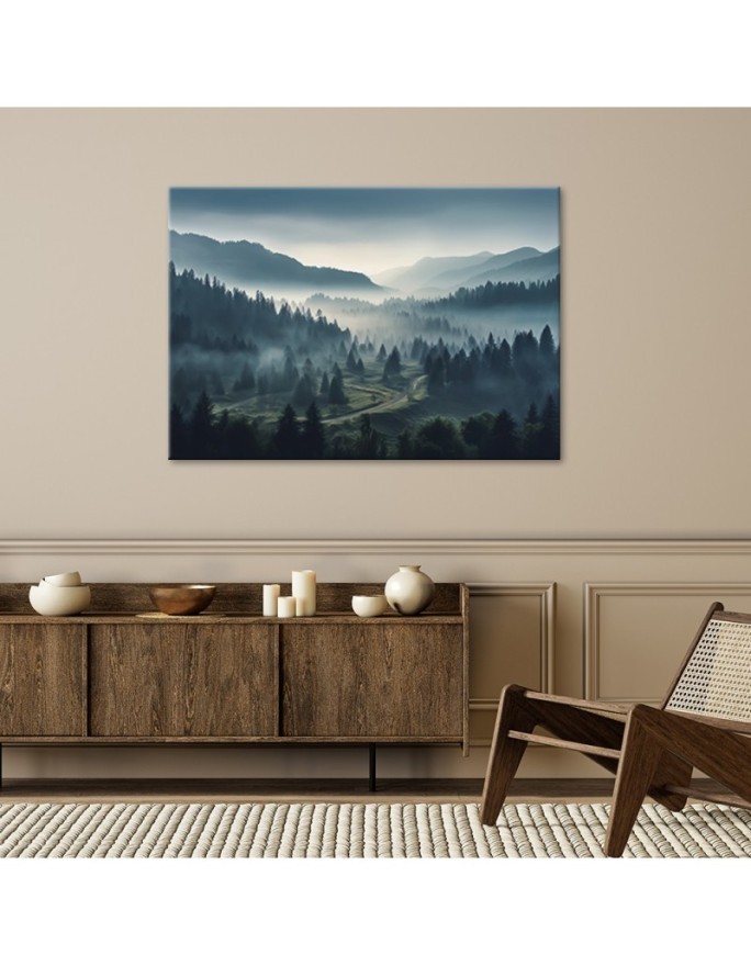 Modern canvas print for canvas - Forest in the mist