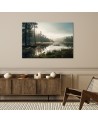 Wall painting for living room - Fog on the lake