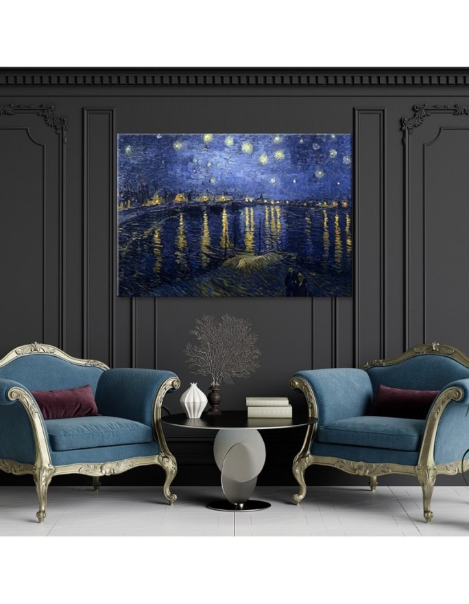 Canvas painting - Starry night over the Rhone | FEEBY