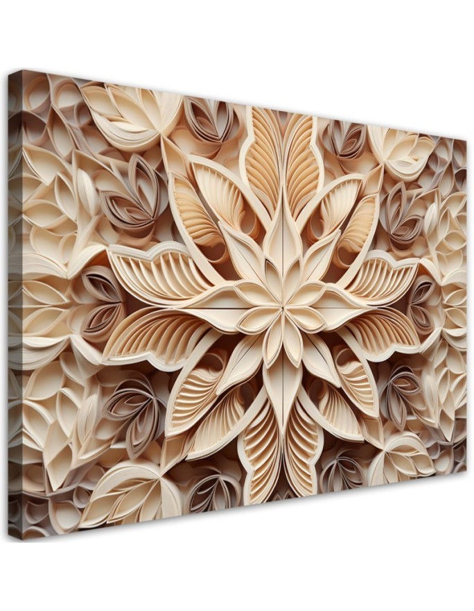Wall painting for living room - Flowers 3d nature beige | FEEBY