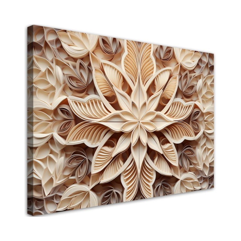 Wall painting for living room - Flowers 3d nature beige | FEEBY