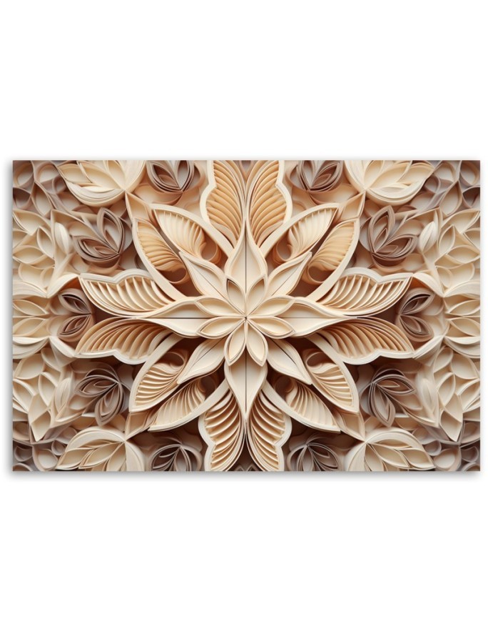 Wall painting for living room - Flowers 3d nature beige | FEEBY