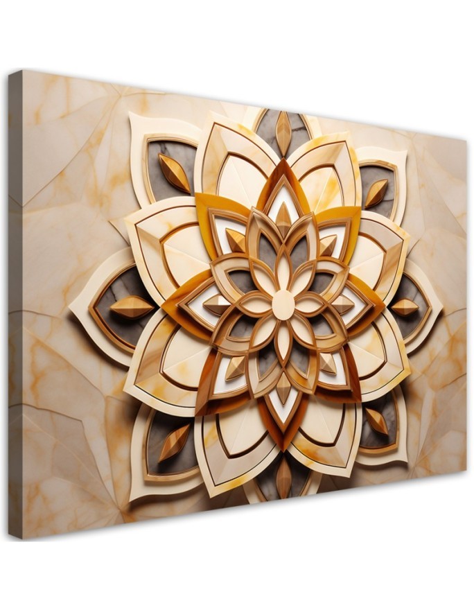 Canvas print for living room - AI flowers nature beige | FEEBY