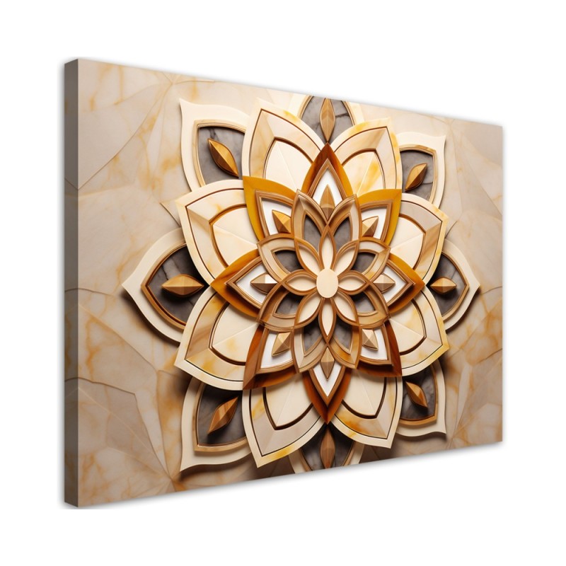 Canvas print for living room - AI flowers nature beige | FEEBY