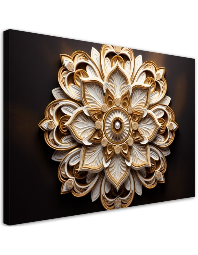 Wall painting for living room - AI abstract gold flower 3d | FEEBY