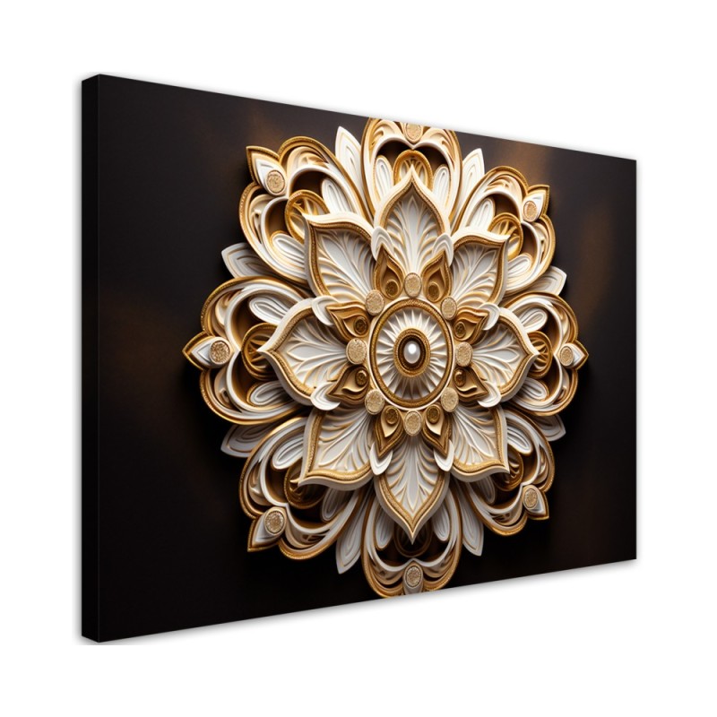 Wall painting for living room - AI abstract gold flower 3d | FEEBY