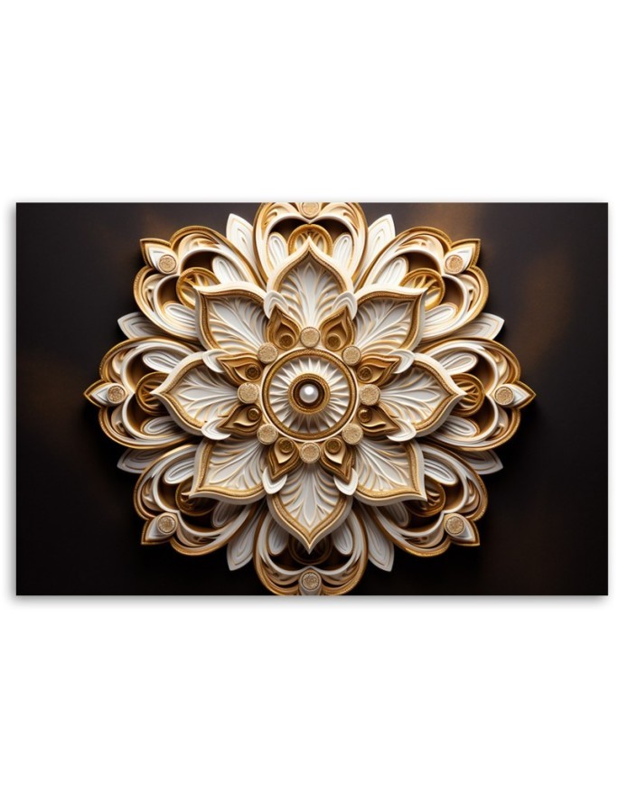 Wall painting for living room - AI abstract gold flower 3d | FEEBY