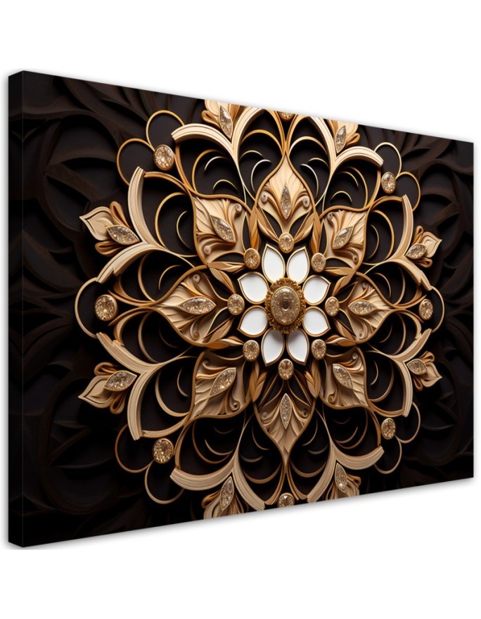Printed canvas print for bedroom - AI golden flower 3d | FEEBY
