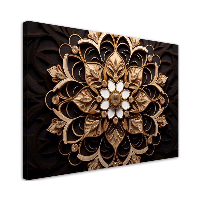 Printed canvas print for bedroom - AI golden flower 3d | FEEBY