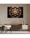 Printed canvas print for bedroom - AI golden flower 3d | FEEBY