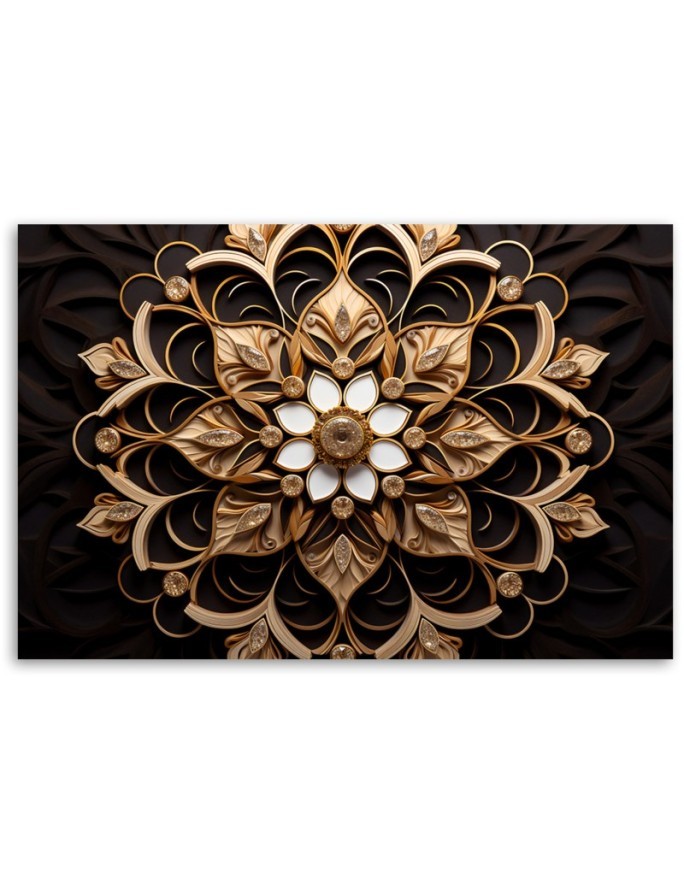 Printed canvas print for bedroom - AI golden flower 3d | FEEBY