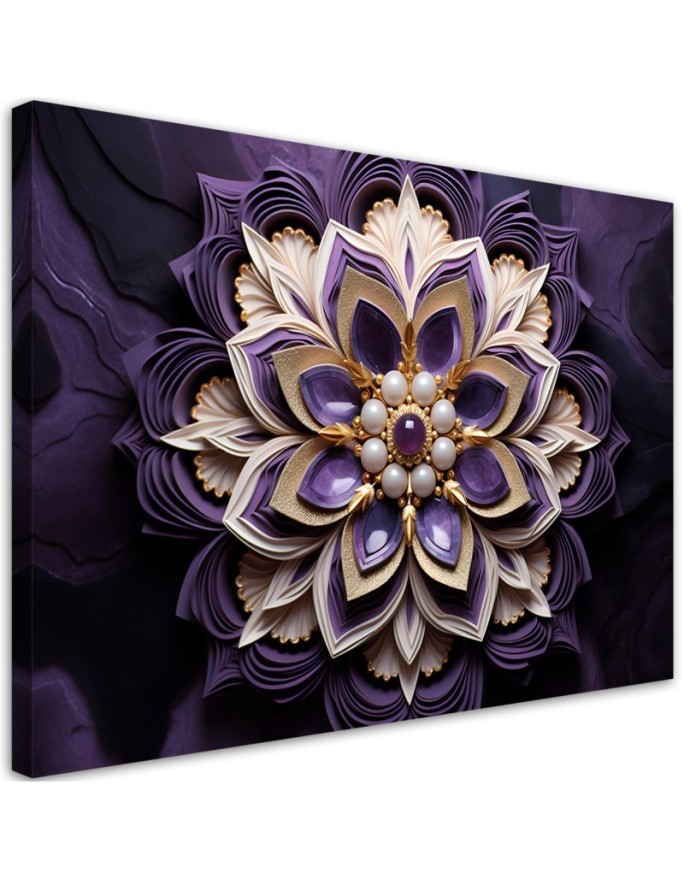 Canvas painting ai - Flower violet diamond 3d | FEEBY