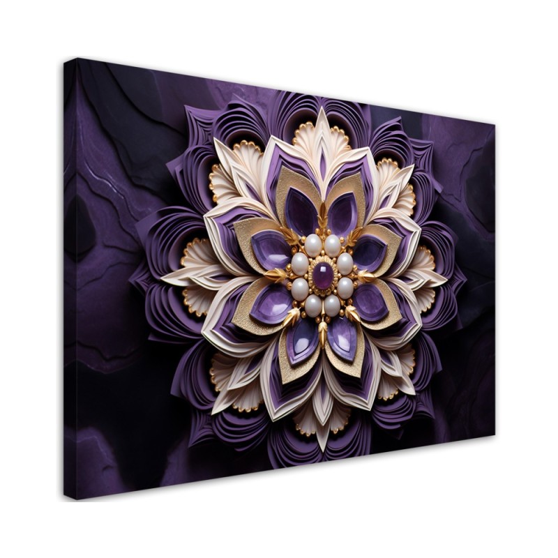 Canvas painting ai - Flower violet diamond 3d | FEEBY