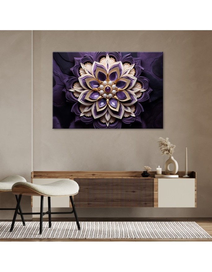 Canvas painting ai - Flower violet diamond 3d | FEEBY