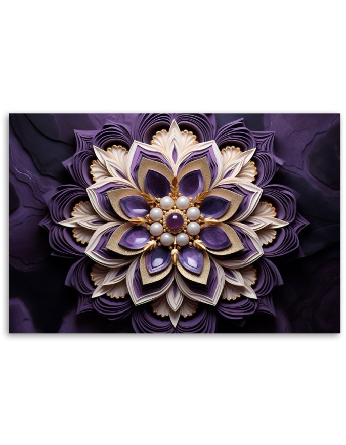 Canvas painting ai - Flower violet diamond 3d | FEEBY