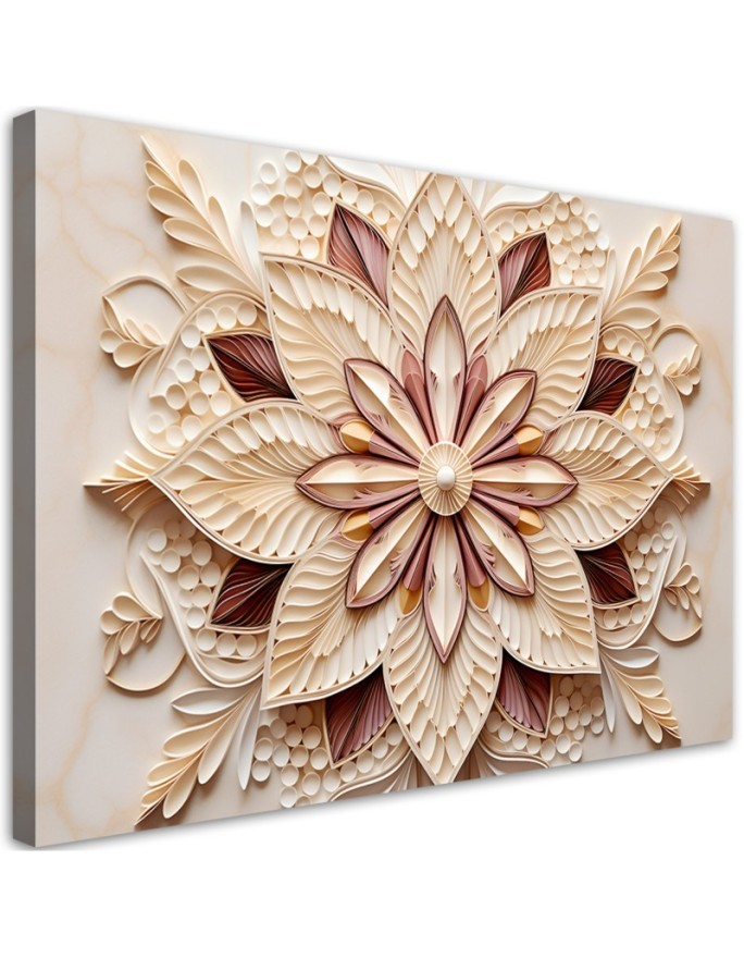 Modern 3d canvas painting - Beige flower AI | FEEBY