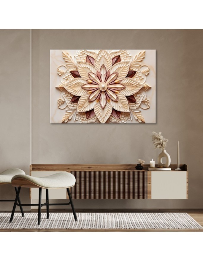 Modern 3d canvas painting - Beige flower AI | FEEBY