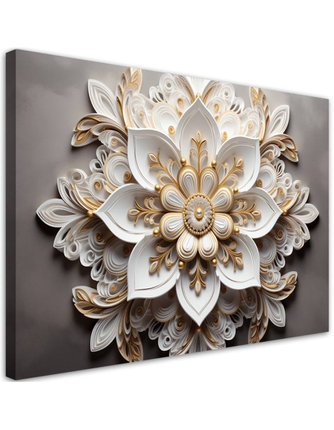 Fashionable ai painting for wall - White 3d flower | FEEBY