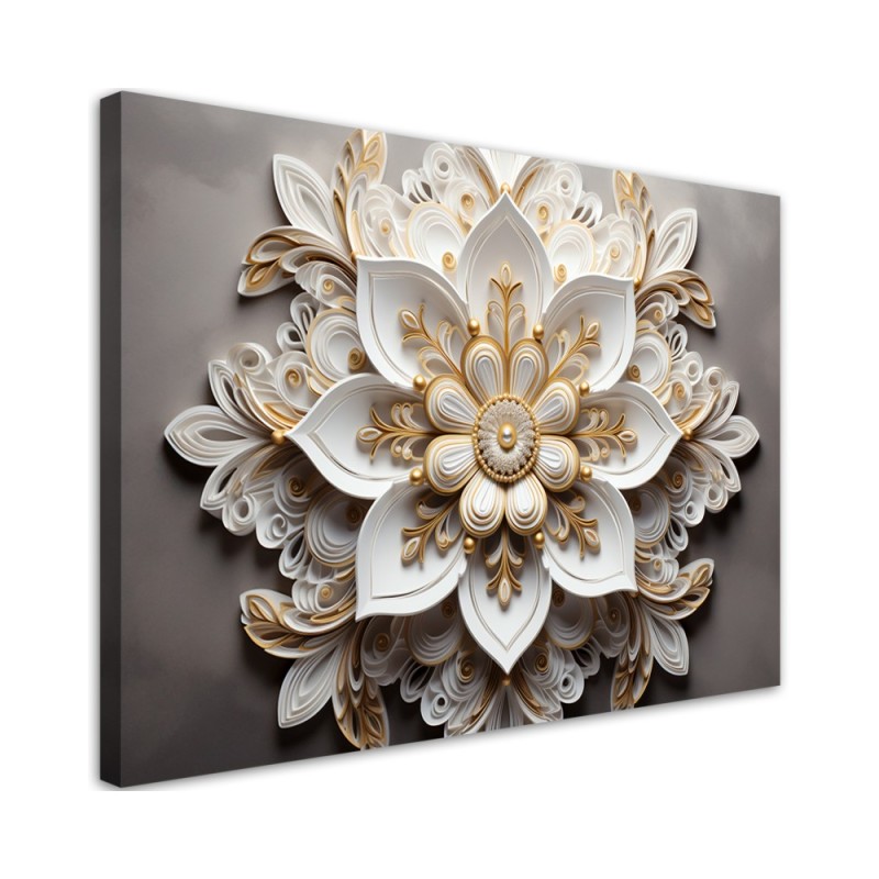 Fashionable ai painting for wall - White 3d flower | FEEBY