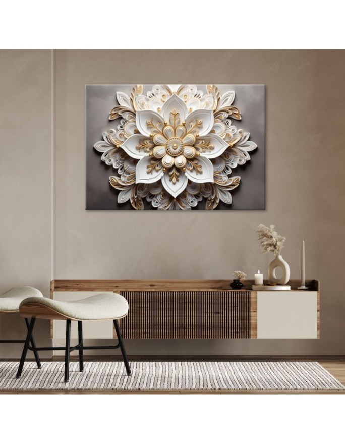 Fashionable ai painting for wall - White 3d flower | FEEBY